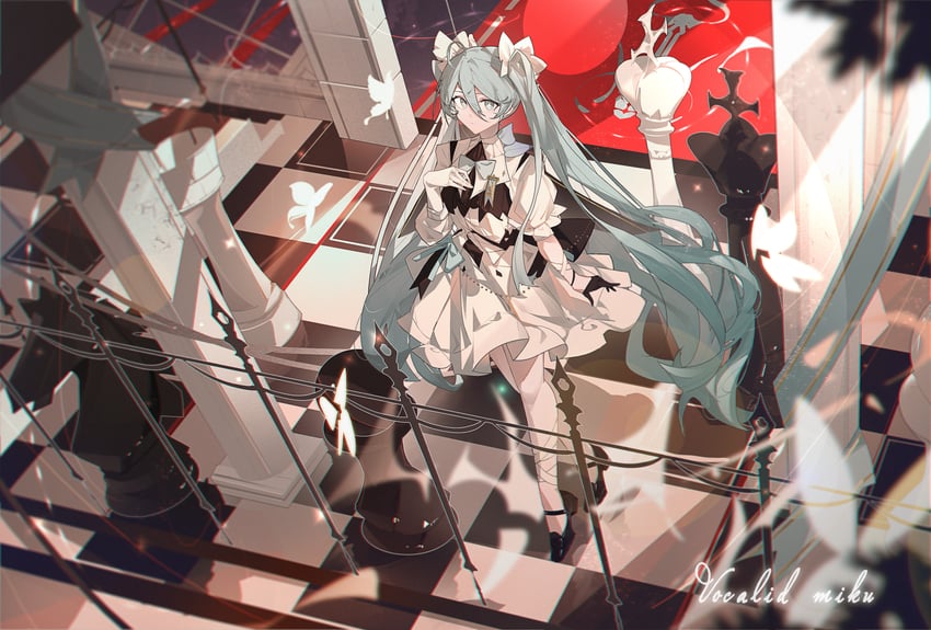 hatsune miku (vocaloid and 1 more) drawn by krao