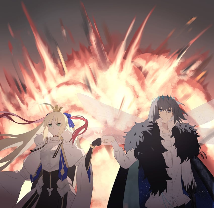 artoria pendragon, artoria caster, and oberon (fate and 1 more) drawn by ninjin_(ne_f_g_o)