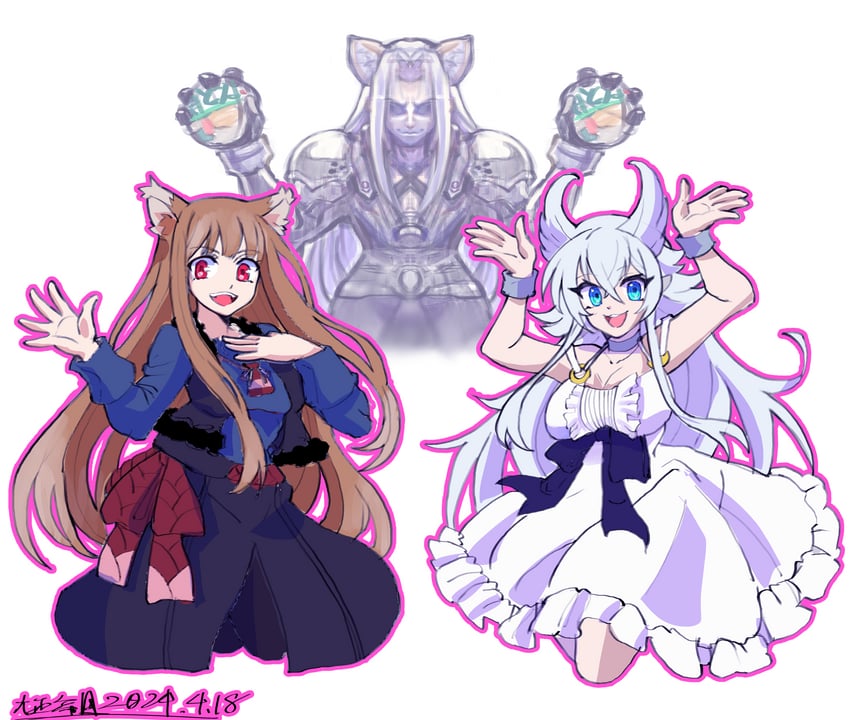 sephiroth, holo, and fenrys (final fantasy and 3 more) drawn by oomasa_teikoku
