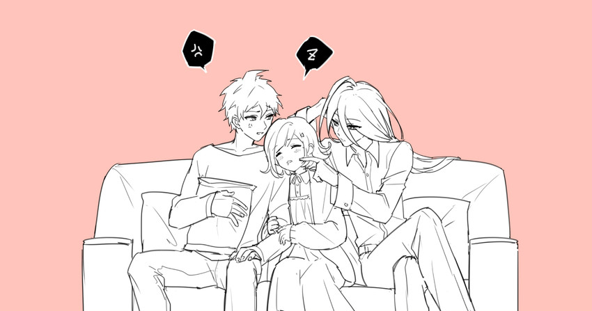 nanami chiaki, hinata hajime, and kamukura izuru (danganronpa and 1 more) drawn by unagi_(nakaelric)