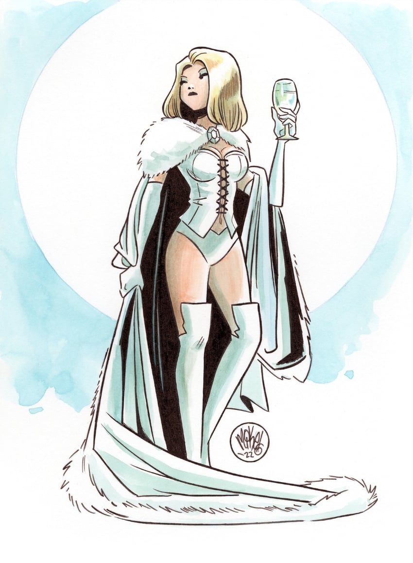 emma frost (marvel and 1 more) drawn by mikemaihack