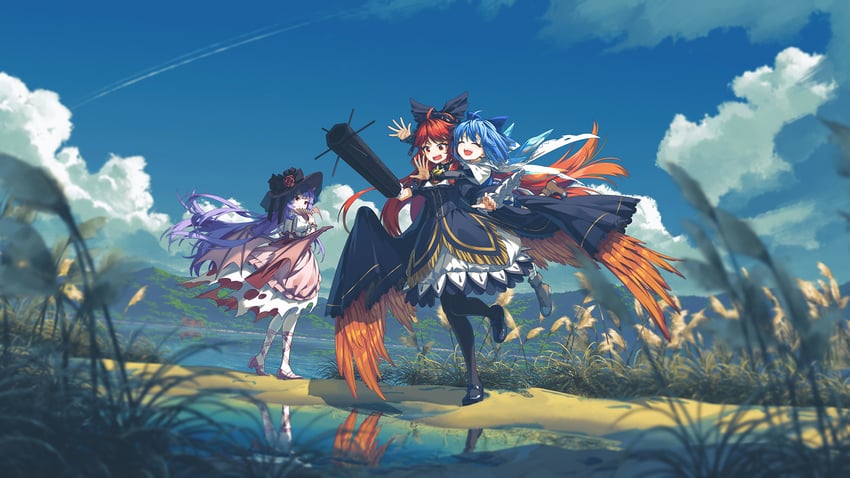 remilia scarlet, cirno, and reiuji utsuho (touhou and 2 more) drawn by banjie