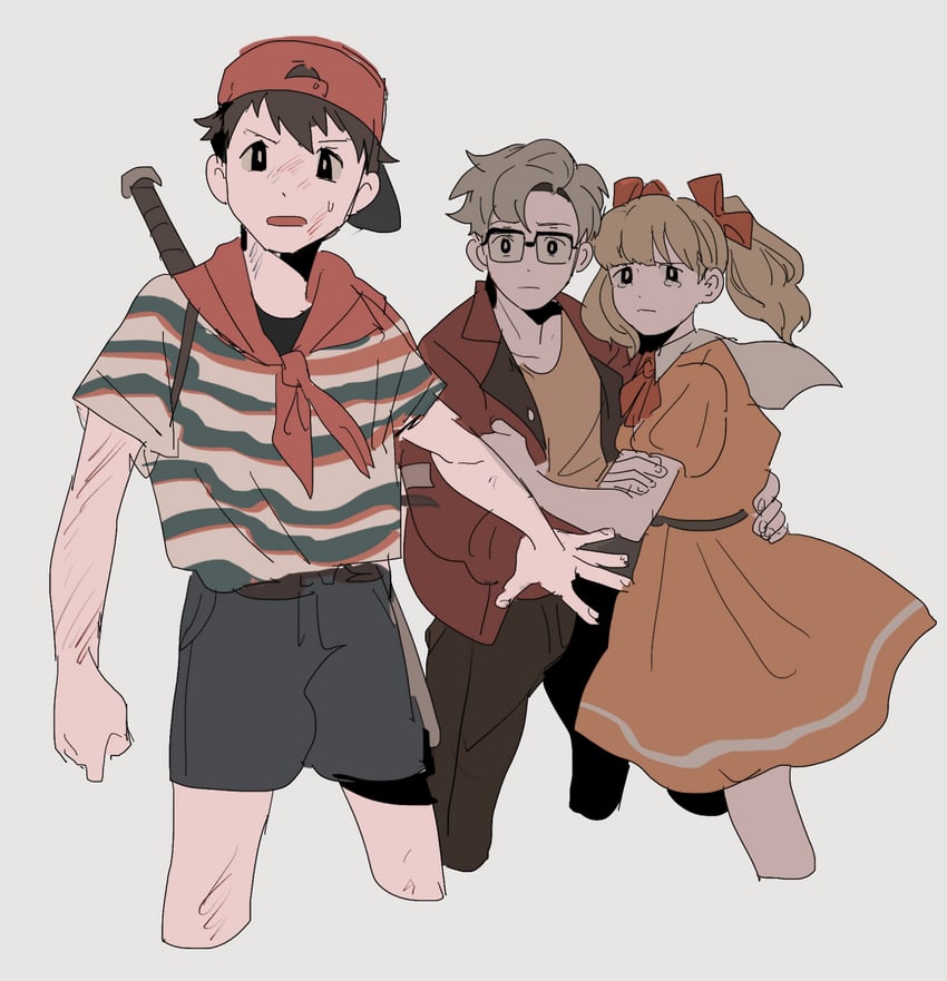 ninten, ana, and lloyd (mother and 1 more) drawn by kendy_(revolocities)