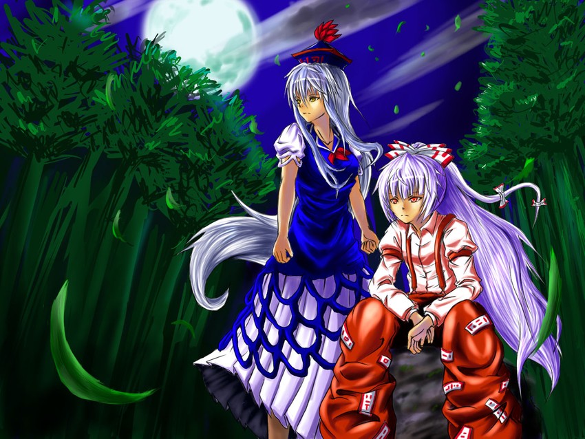 fujiwara no mokou and kamishirasawa keine (touhou) drawn by bondo_(borndragon)