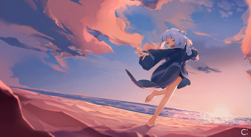 gawr gura (hololive and 1 more) drawn by notced
