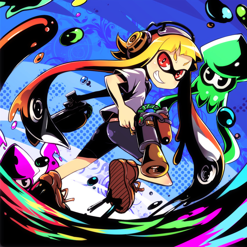 inkling player character and inkling girl (splatoon and 1 more) drawn by tanashi_(mk2)
