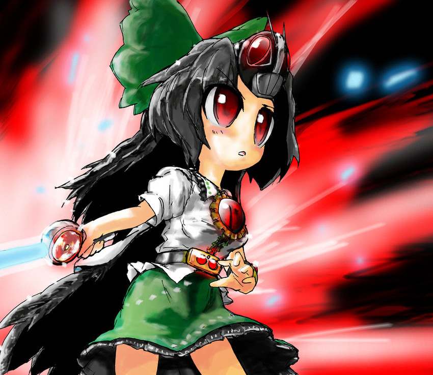 reiuji utsuho and kamen rider black rx (touhou and 2 more) drawn by hashimoto