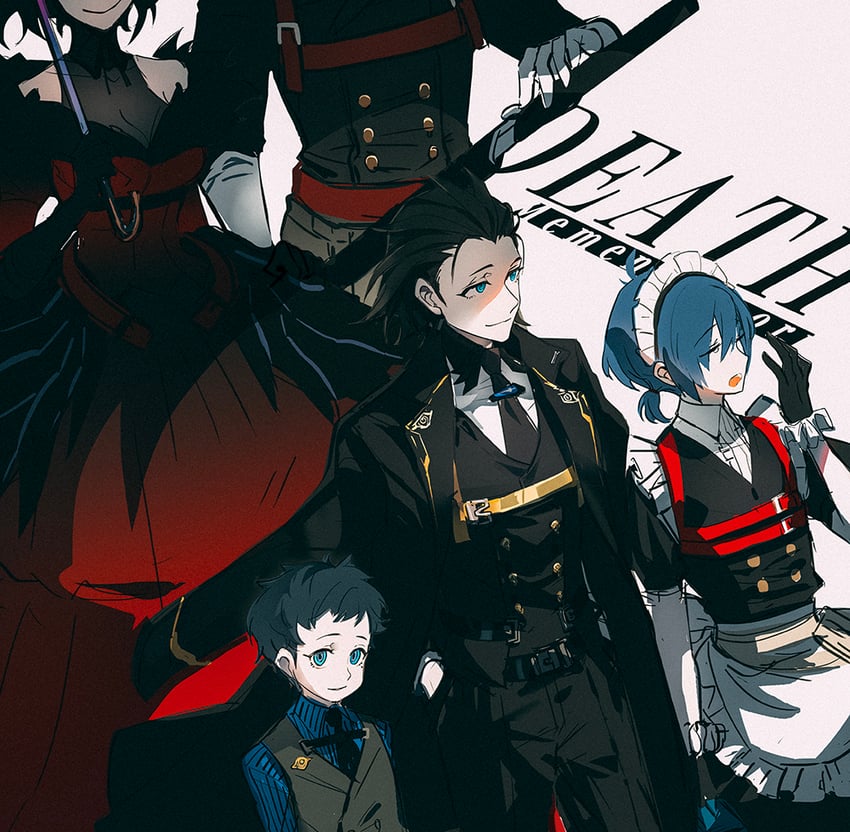 yuuki makoto, mochizuki ryouji, thanatos, pharos, and nyx avatar (persona and 1 more) drawn by kaede1231