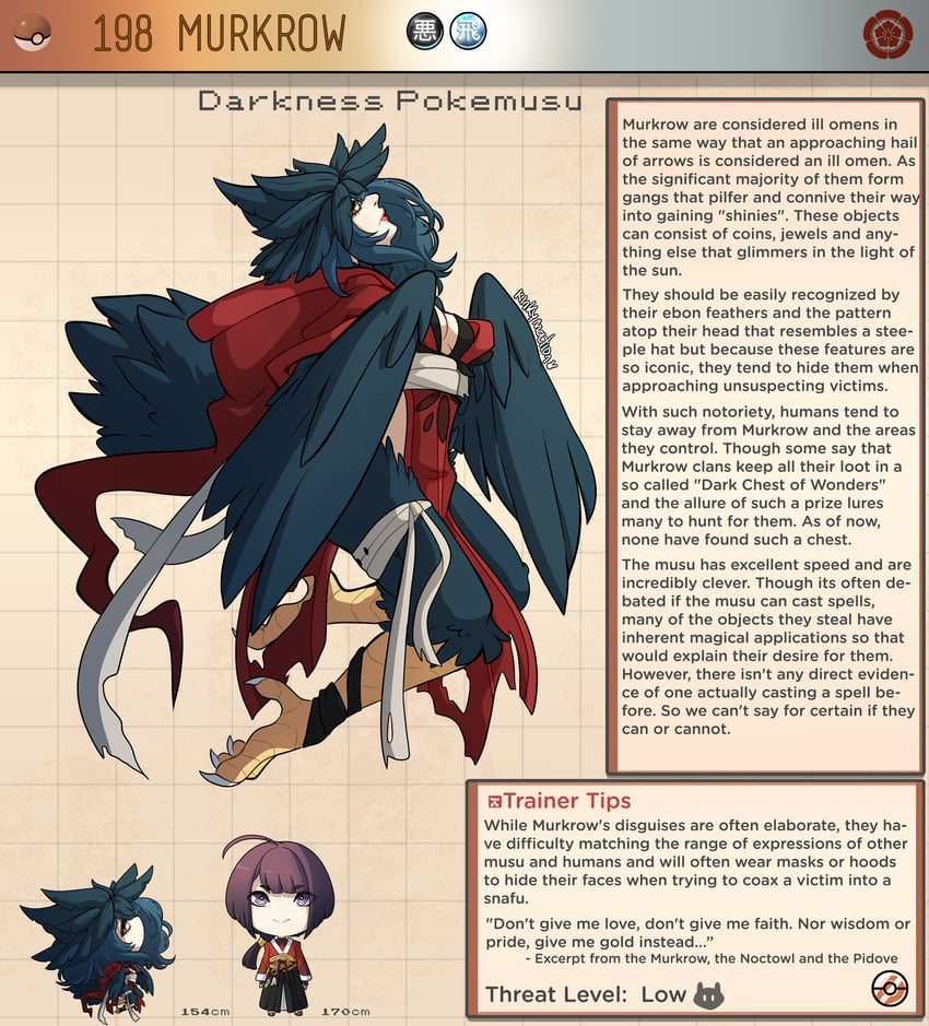 murkrow (pokemon) drawn by kinkymation