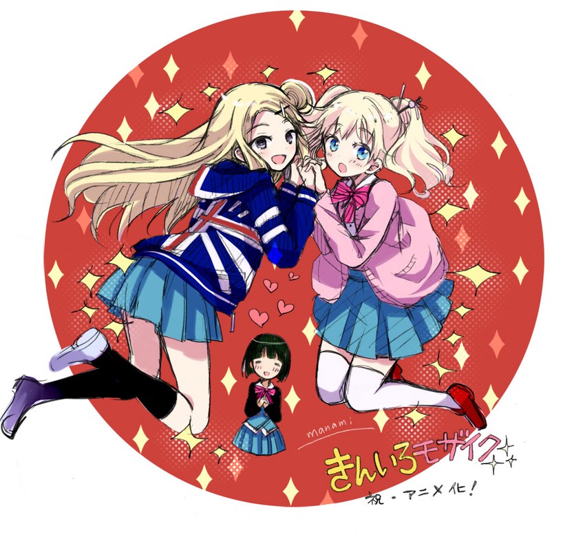 kujou karen, alice cartelet, and oomiya shinobu (kin-iro mosaic) drawn by sugano_manami