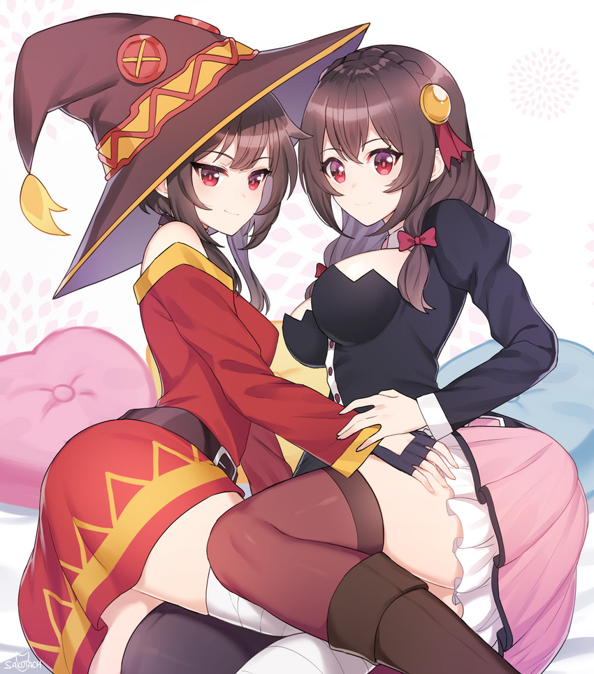 megumin and yunyun (kono subarashii sekai ni shukufuku wo!) drawn by sakotach
