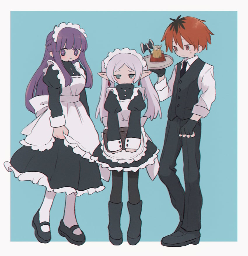 frieren, fern, stark, and eisen (sousou no frieren) drawn by ri_(qrcode)
