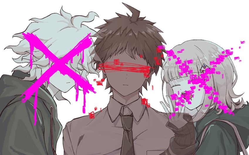 nanami chiaki, komaeda nagito, and hinata hajime (danganronpa and 1 more) drawn by tamakoko_08