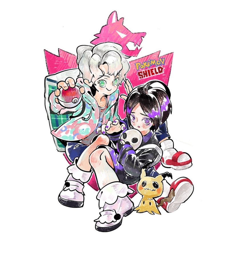 mimikyu, victor, and allister (pokemon and 1 more) drawn by sevten_(ashkeroth)