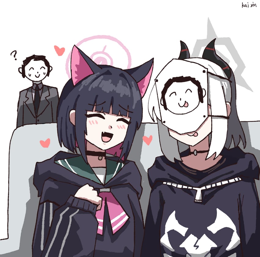 sensei, doodle sensei, kazusa, kayoko, and spy (blue archive and 1 more) drawn by kai_xin