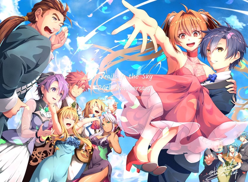estelle bright, joshua bright, tita russell, kloe rinz, agate crosner, and 6 more (eiyuu densetsu and 1 more) drawn by tinybiard