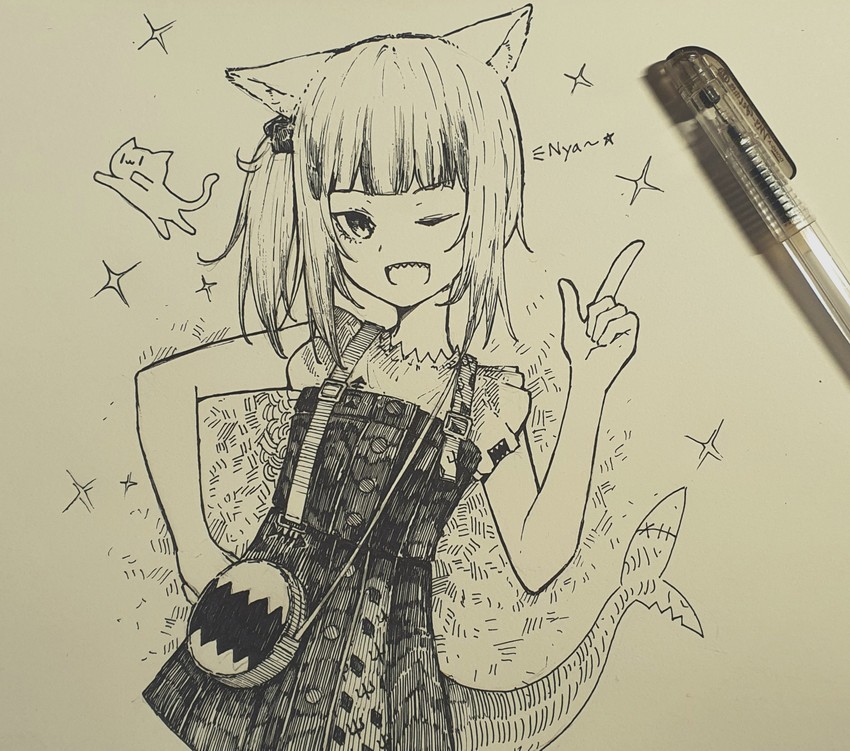 gawr gura (hololive and 1 more) drawn by epeulu_(ate5424)