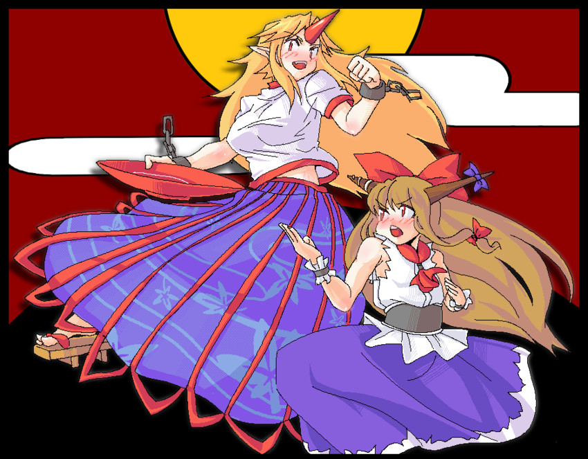 ibuki suika and hoshiguma yuugi (touhou) drawn by mori_shin_risuku