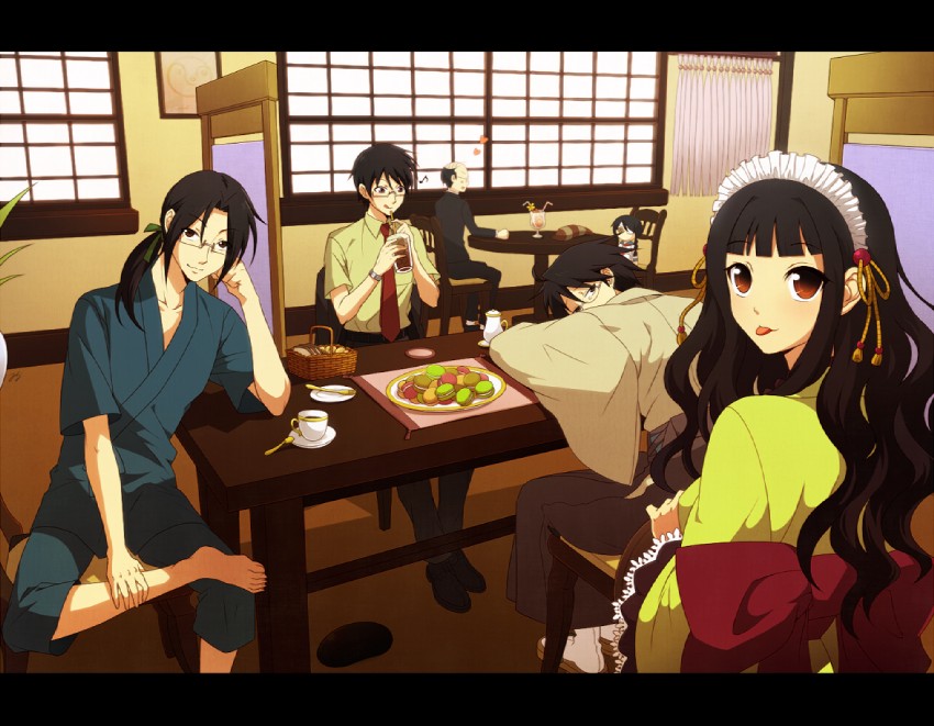 itoshiki nozomu, kobushi abiru, itoshiki rin, itoshiki mikoto, usui kagerou, and 1 more (sayonara zetsubou sensei) drawn by milcho