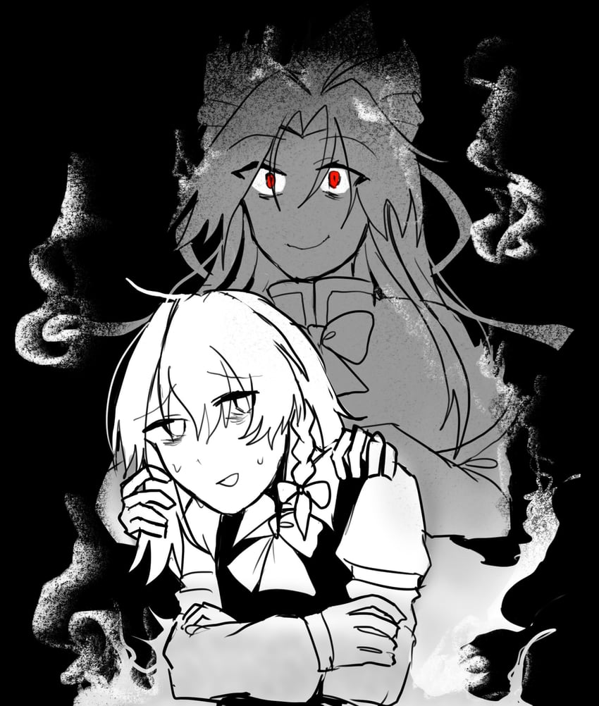kirisame marisa and mima (touhou and 1 more) drawn by kuma_xylocopa