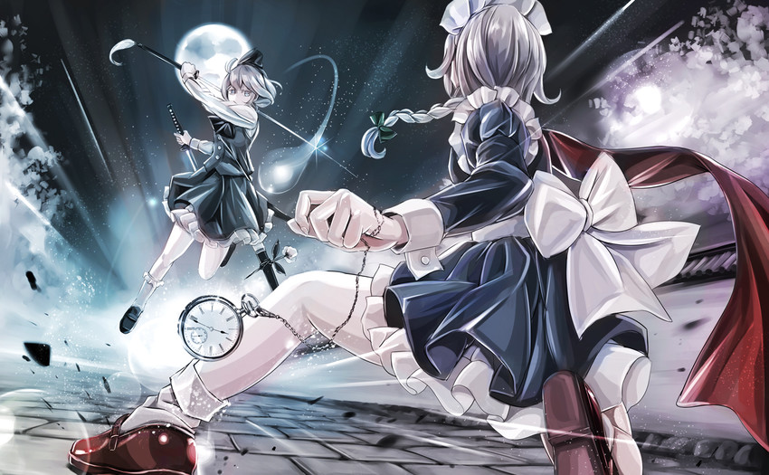 izayoi sakuya and konpaku youmu (touhou) drawn by jan_(lightdragoon)