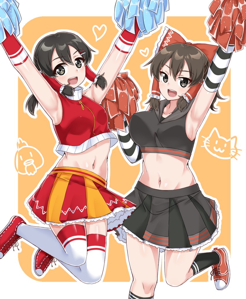hakurei reimu, maru, and cili (touhou and 1 more) drawn by gnzy