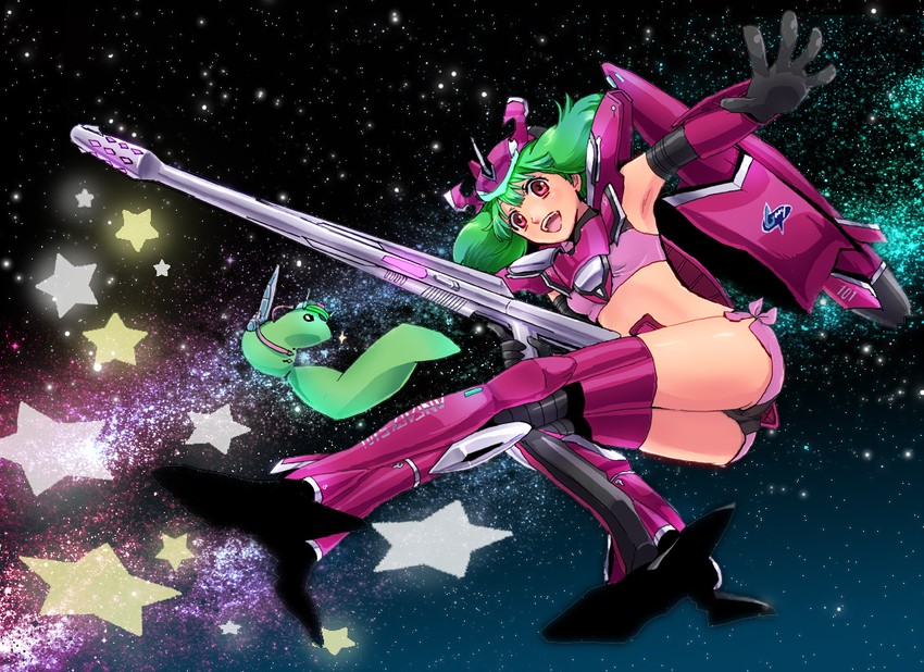 ranka lee, ai-kun, and vf-27 (macross and 2 more) drawn by cero_(cerocero)