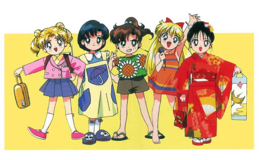 tsukino usagi, mizuno ami, aino minako, hino rei, and kino makoto (bishoujo senshi sailor moon and 1 more) drawn by tadano_kazuko