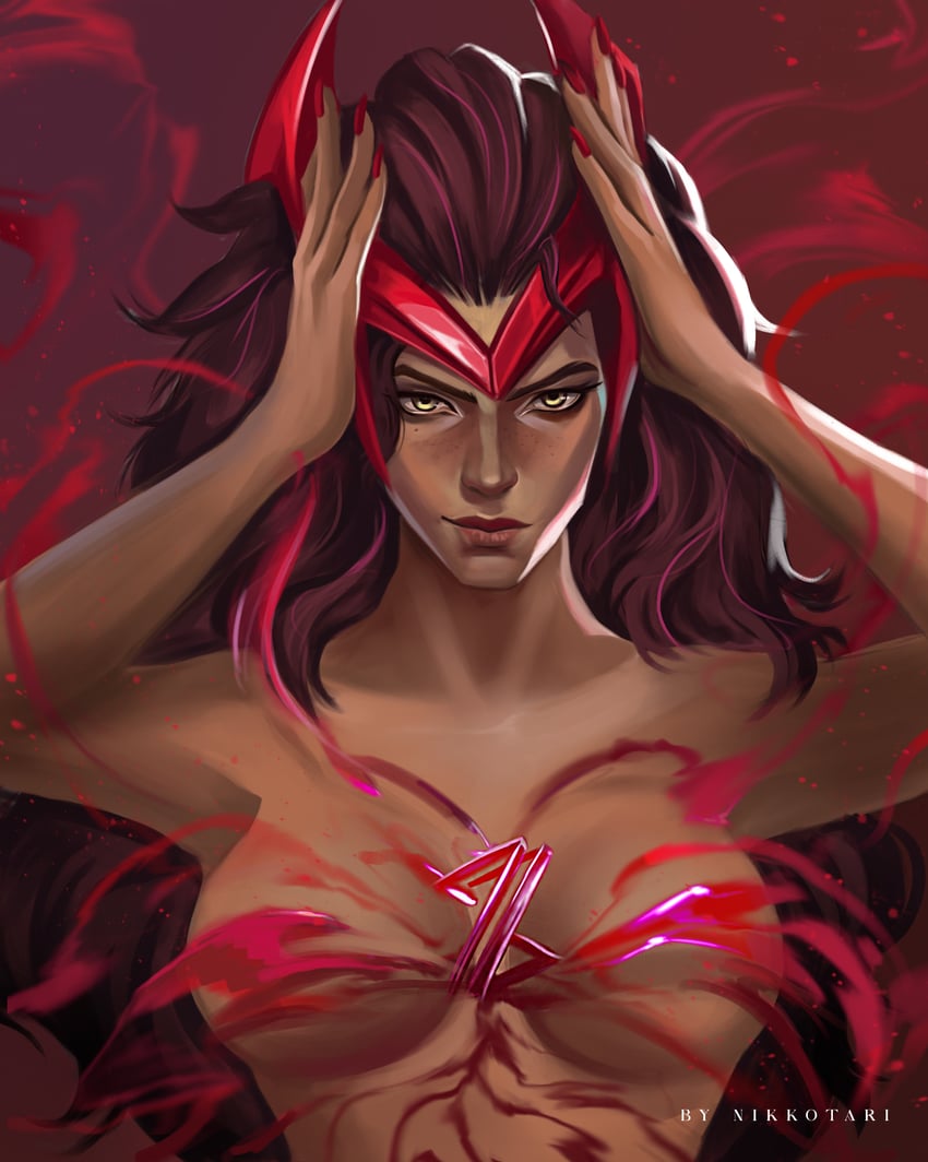 wanda maximoff and scarlet witch (marvel and 2 more) drawn by nikola_(nikkotari)