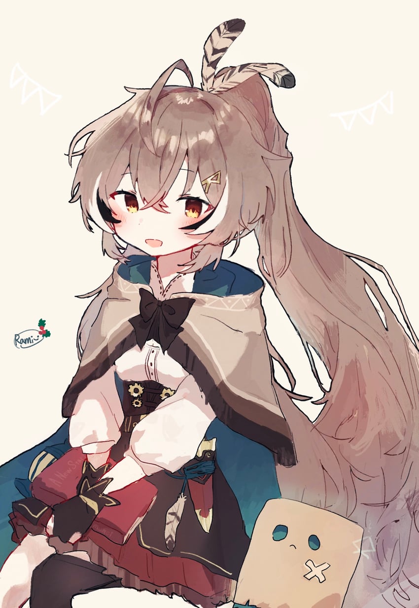 nanashi mumei and friend (hololive and 1 more) drawn by rami_8611
