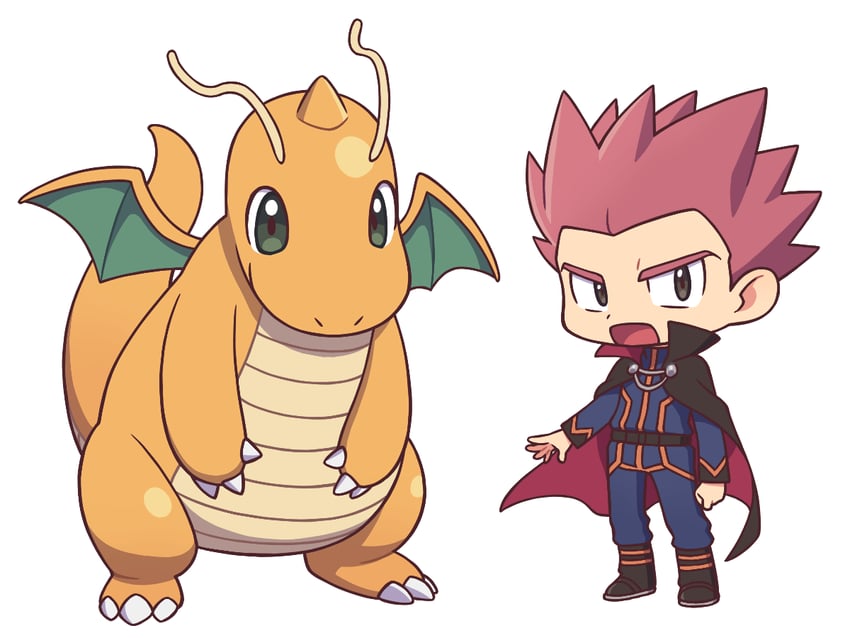 dragonite and lance (pokemon and 1 more) drawn by aya_(ryou0327)