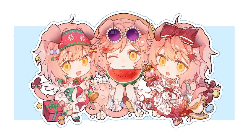goldenglow and hello kitty (arknights and 2 more) drawn by uncleko5