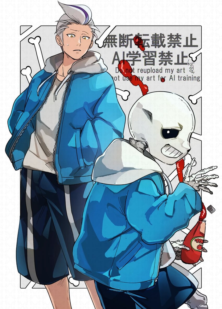 sans and drayton (pokemon and 2 more) drawn by cibamatoxins