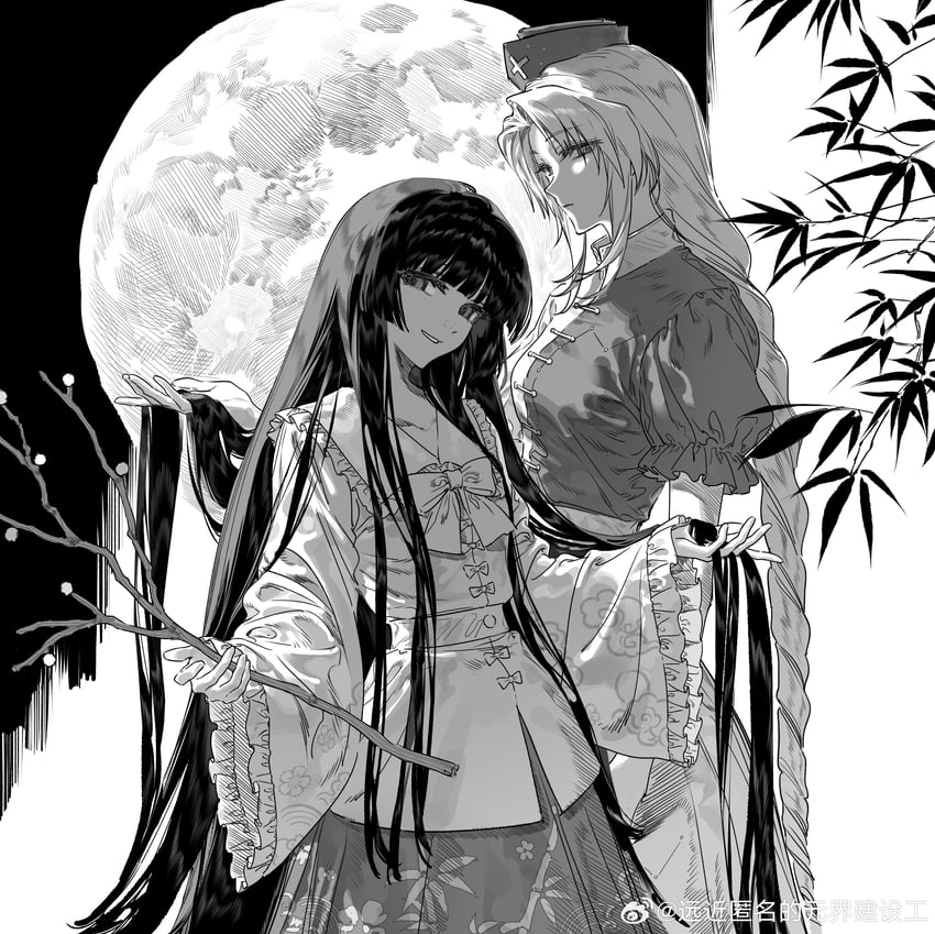 houraisan kaguya and yagokoro eirin (touhou) drawn by yuanjie_jianshegong