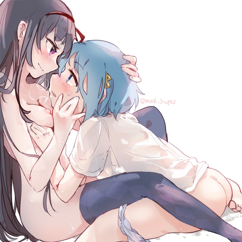 akemi homura and miki sayaka (mahou shoujo madoka magica) drawn by mzk_super
