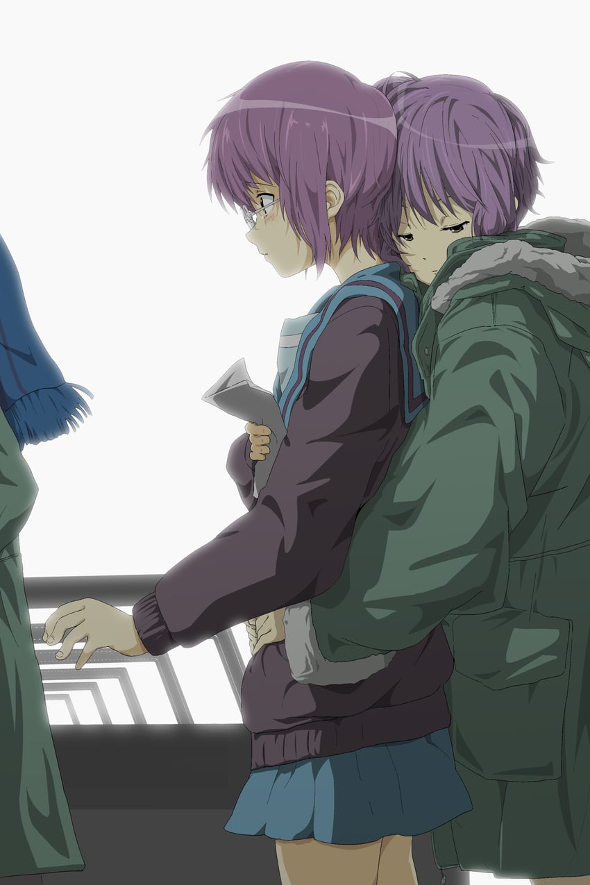 nagato yuki and kyon (suzumiya haruhi no yuuutsu and 1 more) drawn by mogege_gk