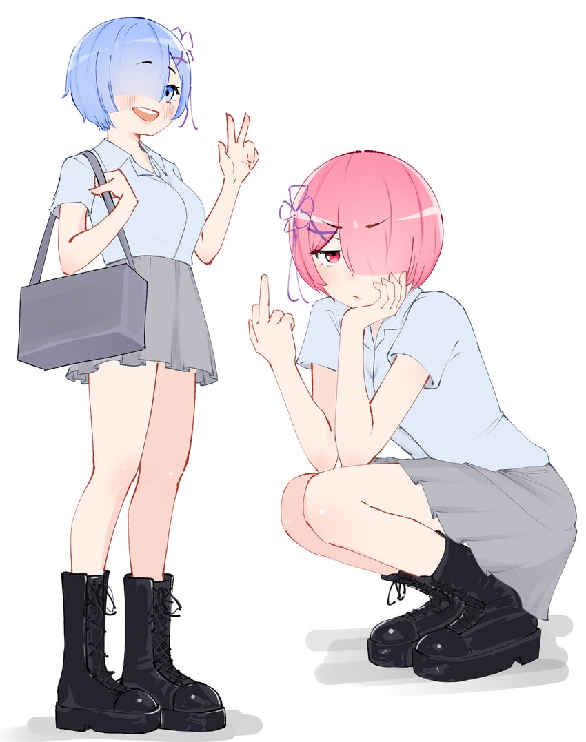 rem and ram (re:zero kara hajimeru isekai seikatsu) drawn by babywipes