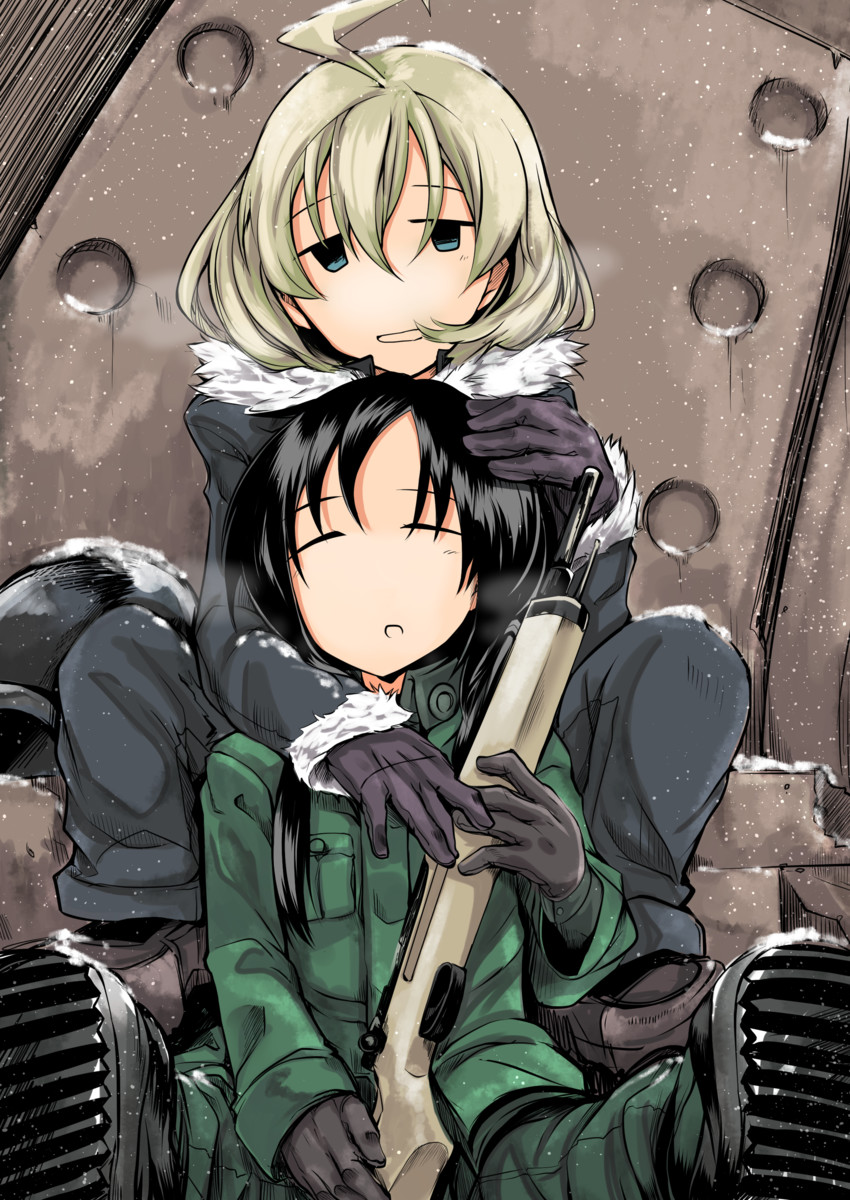 chito and yuuri (shoujo shuumatsu ryokou) drawn by ku-ba