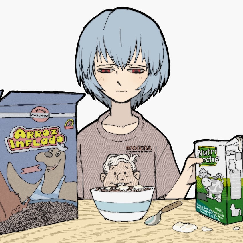 ayanami rei and andres manuel lopez obrador (neon genesis evangelion) drawn by pantsu-ripper