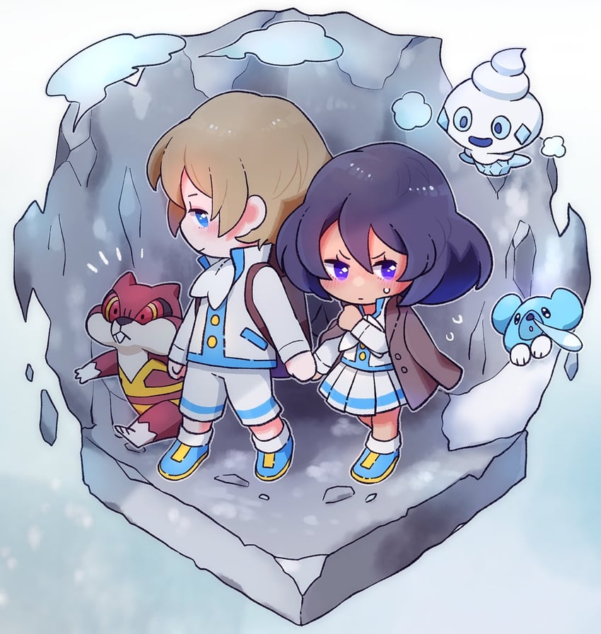 vanillite, cubchoo, sina, dexio, and watchog (pokemon and 1 more) drawn by gohan_(horth-waribasi)