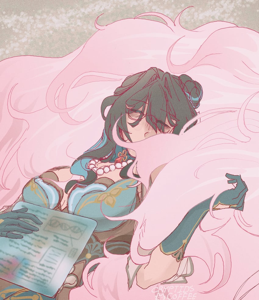 ruan mei, tingyun, and fugue (honkai and 1 more) drawn by cryptids_coffee
