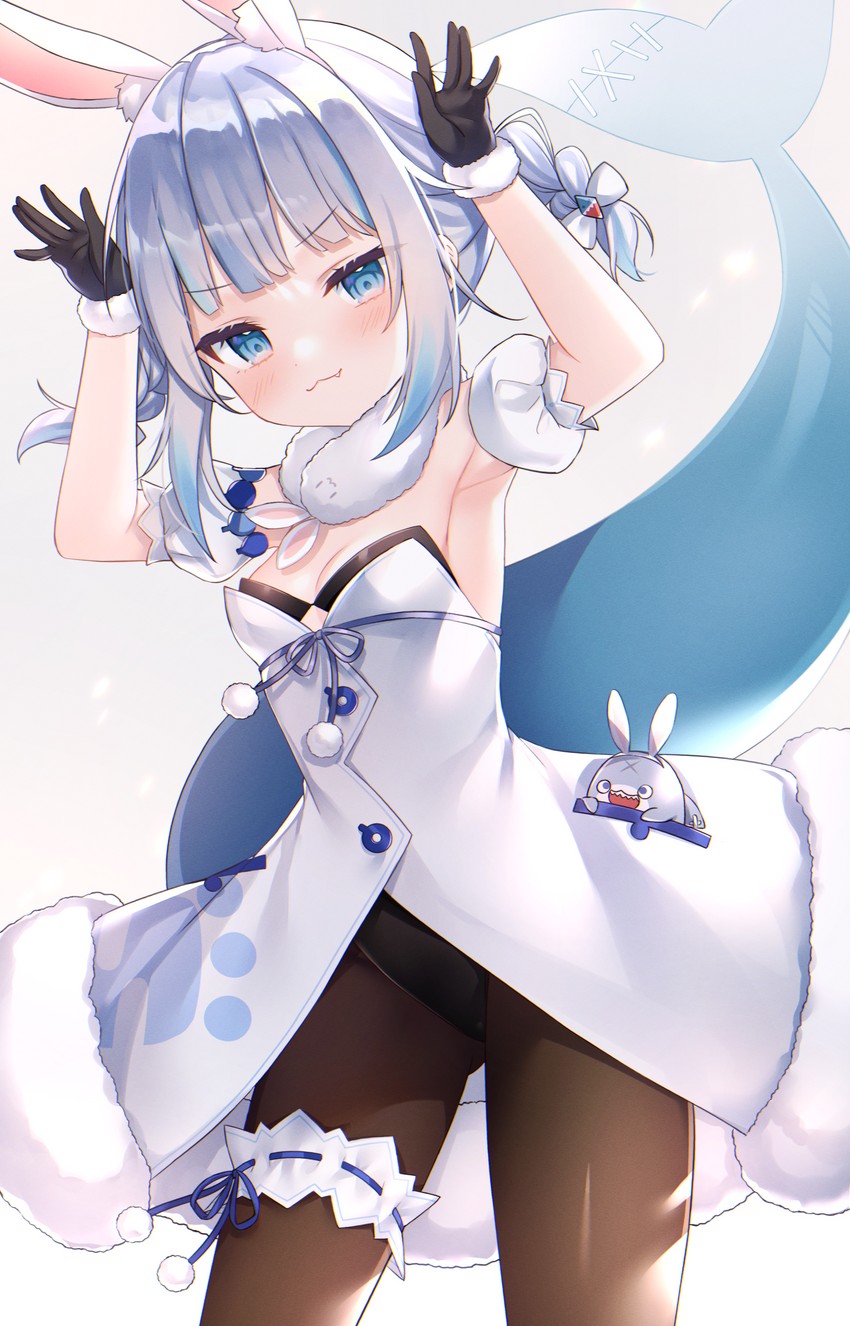 gawr gura, usada pekora, don-chan, and bloop (hololive and 1 more) drawn by shouu-kun