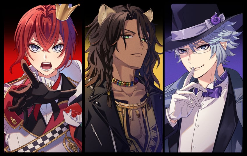 leona kingscholar, azul ashengrotto, and riddle rosehearts (twisted wonderland) drawn by siiisuuu