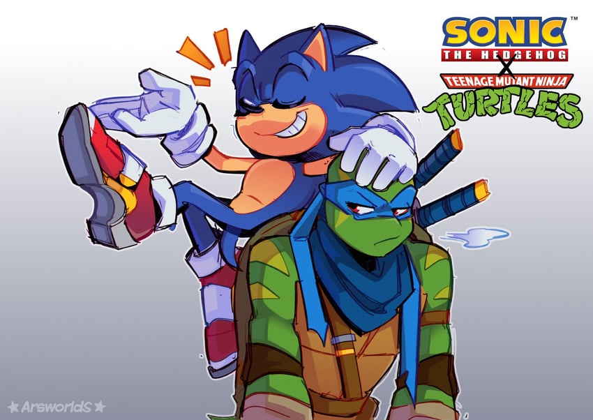 sonic the hedgehog and leonardo (sonic and 1 more) drawn by arsworlds