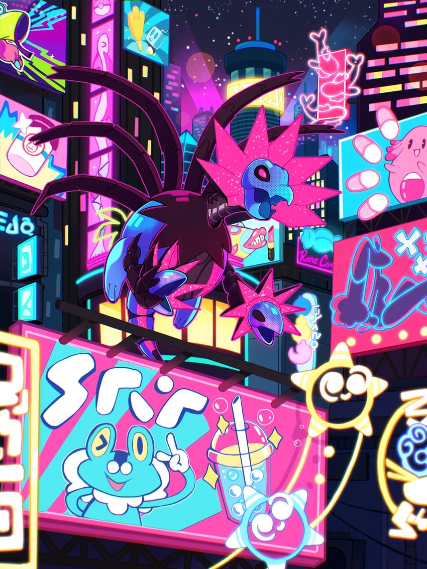iono, lopunny, milotic, froakie, tatsugiri, and 5 more (pokemon and 1 more) drawn by taplaos