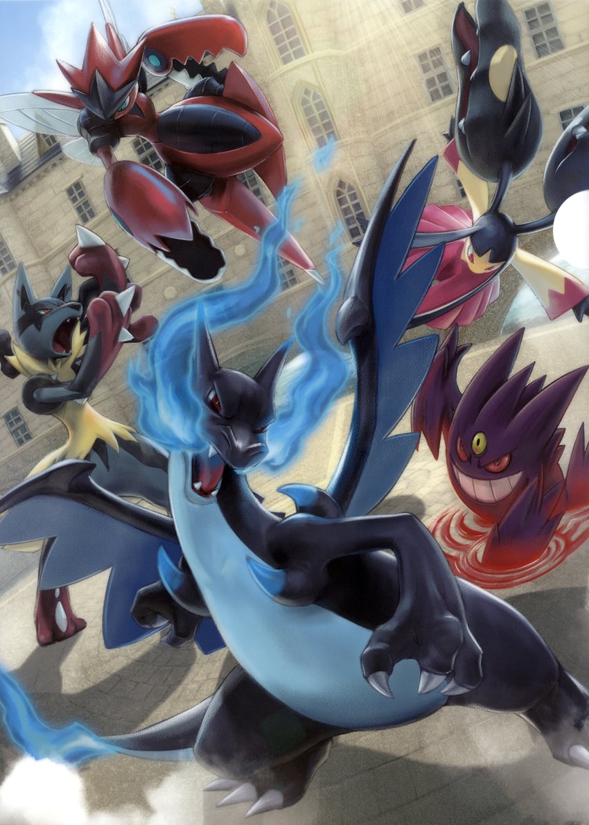charizard, lucario, gengar, mawile, scizor, and 5 more (pokemon) drawn by arita_mitsuhiro