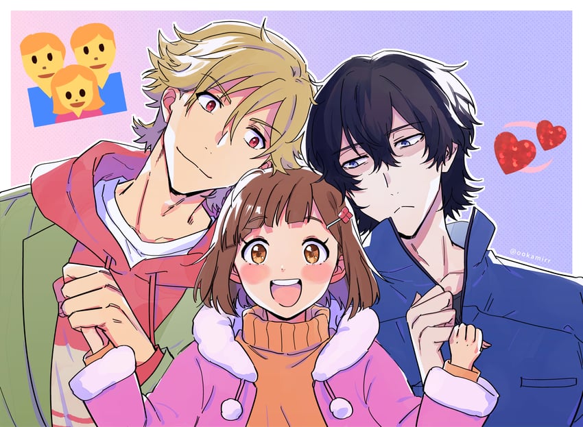 suwa rei, kurusu kazuki, and unasaka miri (buddy daddies) drawn by ookamirr