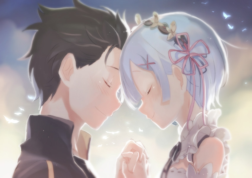 rem and natsuki subaru (re:zero kara hajimeru isekai seikatsu) drawn by harusabin