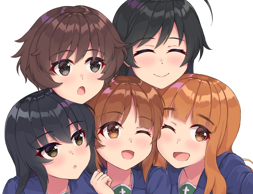 nishizumi miho, akiyama yukari, takebe saori, reizei mako, and isuzu hana (girls und panzer) drawn by kimi_tsuru