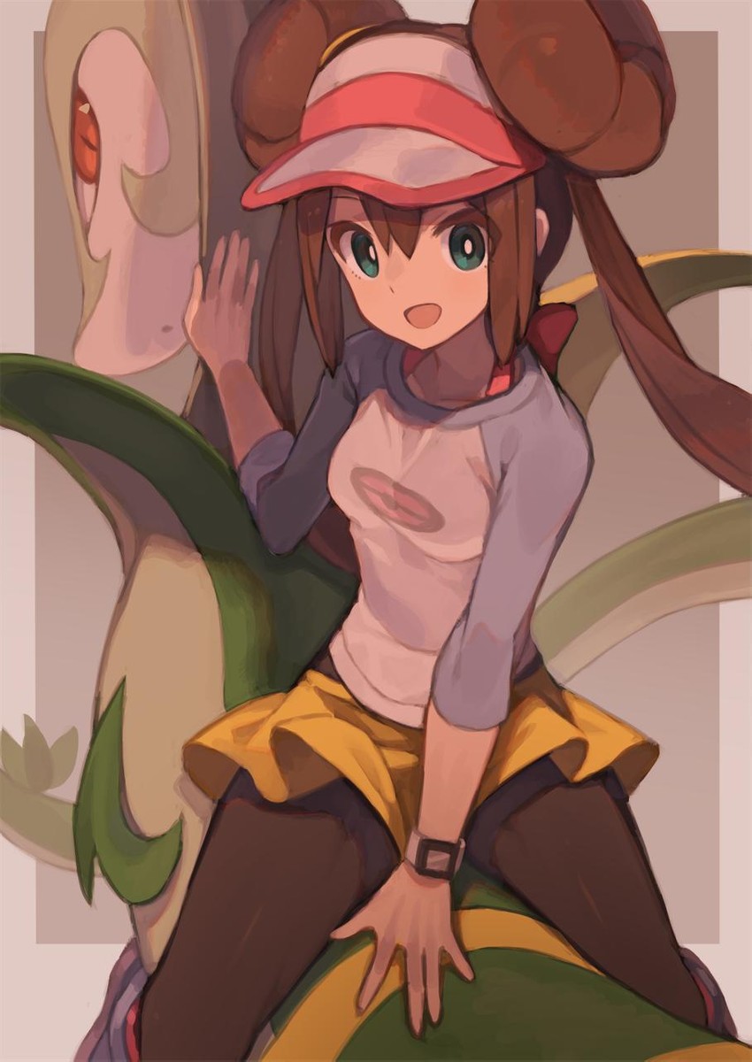 rosa and serperior (pokemon and 1 more) drawn by tomioka_jirou